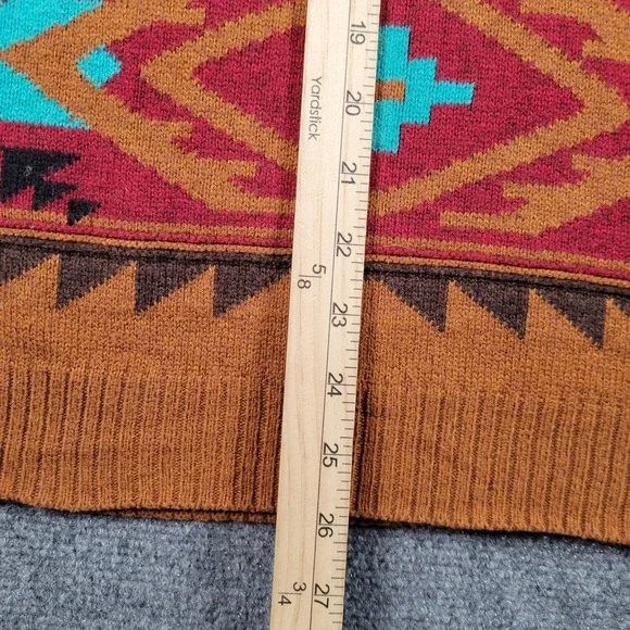 American Eagle Outfitters Hoodie Mens Medium Brown Aztec Southwest Knit Pullover - Picture 6 of 8